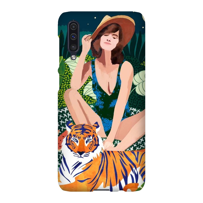 Galaxy A50 SlimFit Living In The Jungle, Tiger Tropical Picnic Illustration, Forest Woman Bohemian Travel Camp Wild by Uma Prabhakar Gokhale