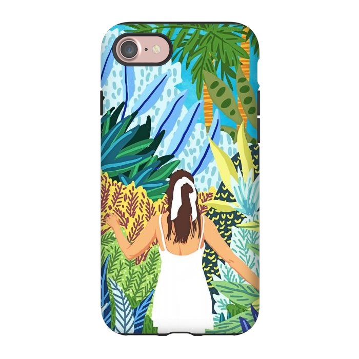 iPhone 7 StrongFit Lost in the Jungle of Feelings | Forest Tropical Botanical Nature Plants Illustration by Uma Prabhakar Gokhale