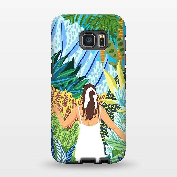 Galaxy S7 EDGE StrongFit Lost in the Jungle of Feelings | Forest Tropical Botanical Nature Plants Illustration by Uma Prabhakar Gokhale