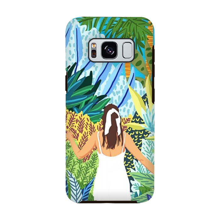 Galaxy S8 StrongFit Lost in the Jungle of Feelings | Forest Tropical Botanical Nature Plants Illustration by Uma Prabhakar Gokhale