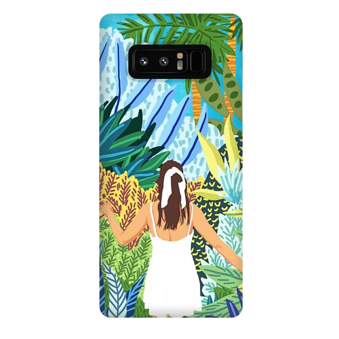 Galaxy Note 8 StrongFit Lost in the Jungle of Feelings | Forest Tropical Botanical Nature Plants Illustration by Uma Prabhakar Gokhale