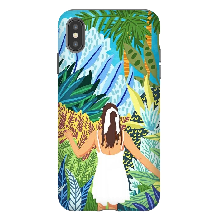 iPhone Xs Max StrongFit Lost in the Jungle of Feelings | Forest Tropical Botanical Nature Plants Illustration by Uma Prabhakar Gokhale
