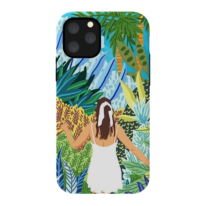 iPhone 11 Pro StrongFit Lost in the Jungle of Feelings | Forest Tropical Botanical Nature Plants Illustration by Uma Prabhakar Gokhale