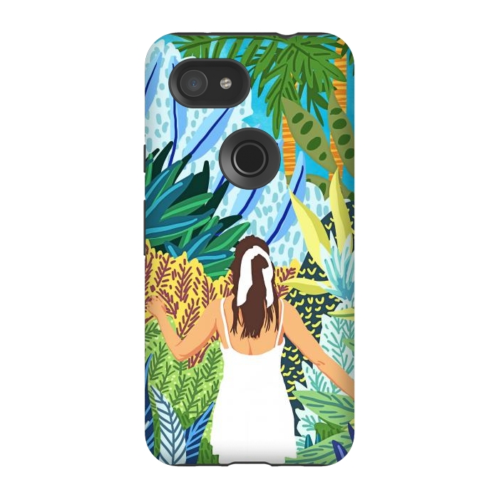 Pixel 3A StrongFit Lost in the Jungle of Feelings | Forest Tropical Botanical Nature Plants Illustration by Uma Prabhakar Gokhale
