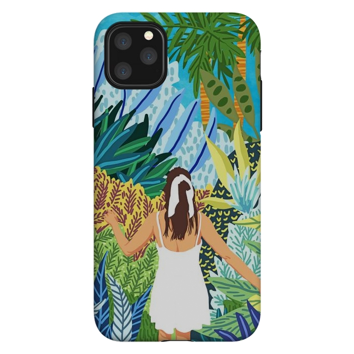 iPhone 11 Pro Max StrongFit Lost in the Jungle of Feelings | Forest Tropical Botanical Nature Plants Illustration by Uma Prabhakar Gokhale