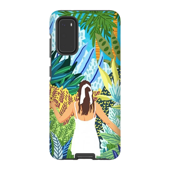 Galaxy S20 StrongFit Lost in the Jungle of Feelings | Forest Tropical Botanical Nature Plants Illustration by Uma Prabhakar Gokhale