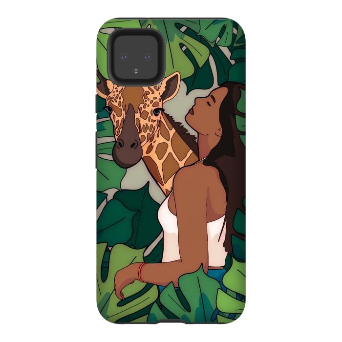 Pixel 4XL StrongFit The green jungle girl by Steve Wade (Swade)