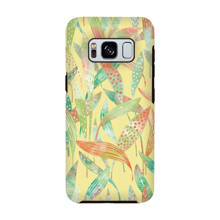 Galaxy S8 StrongFit Hosta Leaves Watercolor Yellow by Nic Squirrell