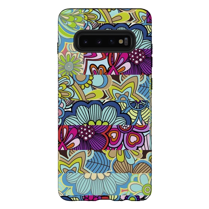 Galaxy S10 plus StrongFit Floral patchword by Julia Grifol
