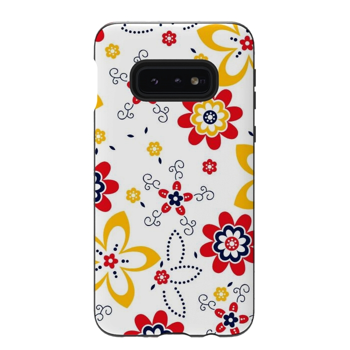 Galaxy S10e StrongFit Daisies pattern with circle elements by ArtsCase