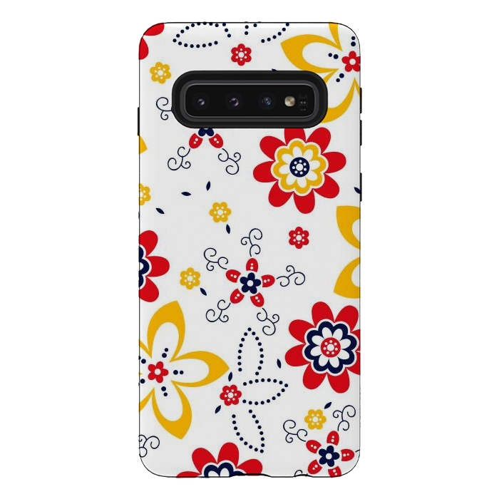 Galaxy S10 StrongFit Daisies pattern with circle elements by ArtsCase