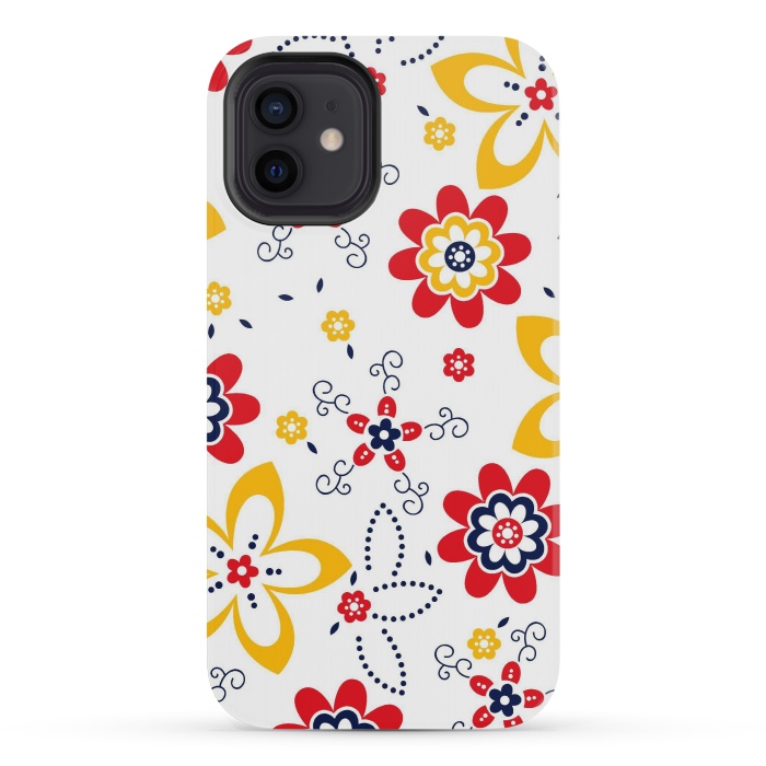 iPhone 12 mini StrongFit Daisies pattern with circle elements by ArtsCase