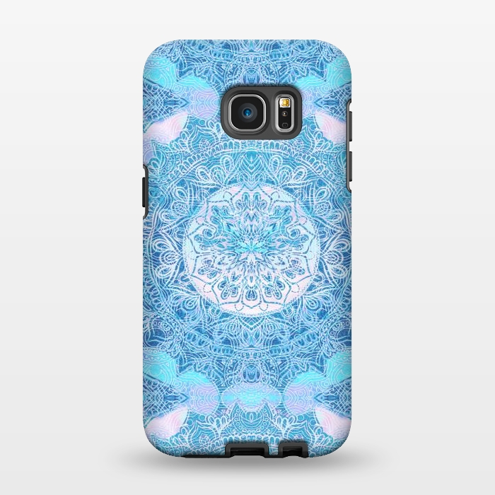 Galaxy S7 EDGE StrongFit Blue tie-dye mandala by Oana 