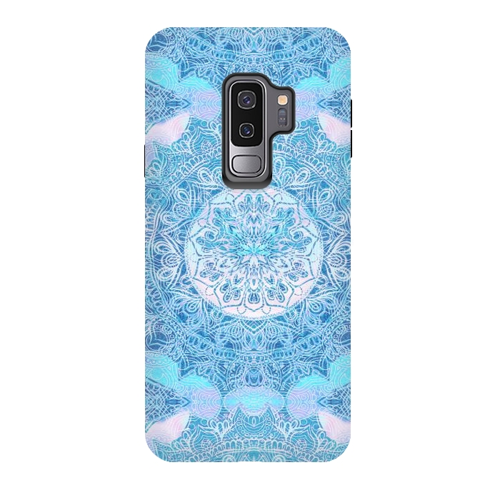 Galaxy S9 plus StrongFit Blue tie-dye mandala by Oana 