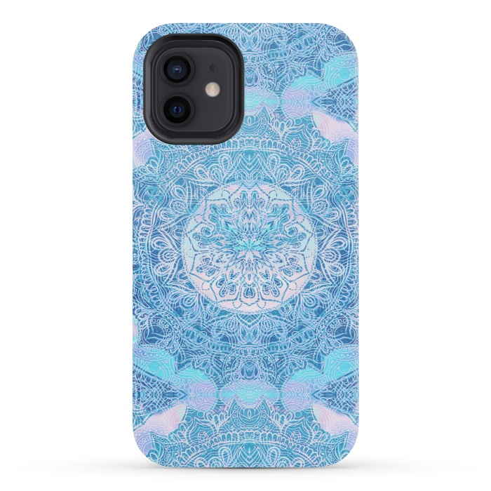 iPhone 12 mini StrongFit Blue tie-dye mandala by Oana 