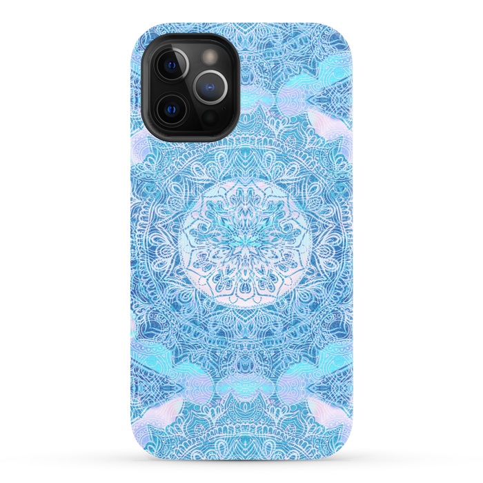 iPhone 12 Pro StrongFit Blue tie-dye mandala by Oana 