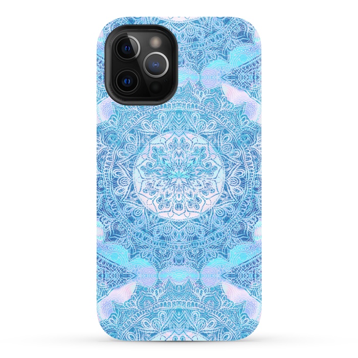iPhone 12 Pro Max StrongFit Blue tie-dye mandala by Oana 