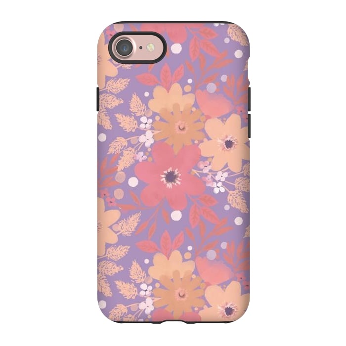 iPhone 7 StrongFit Watercolor dotted wildflowers - pink purple by Oana 
