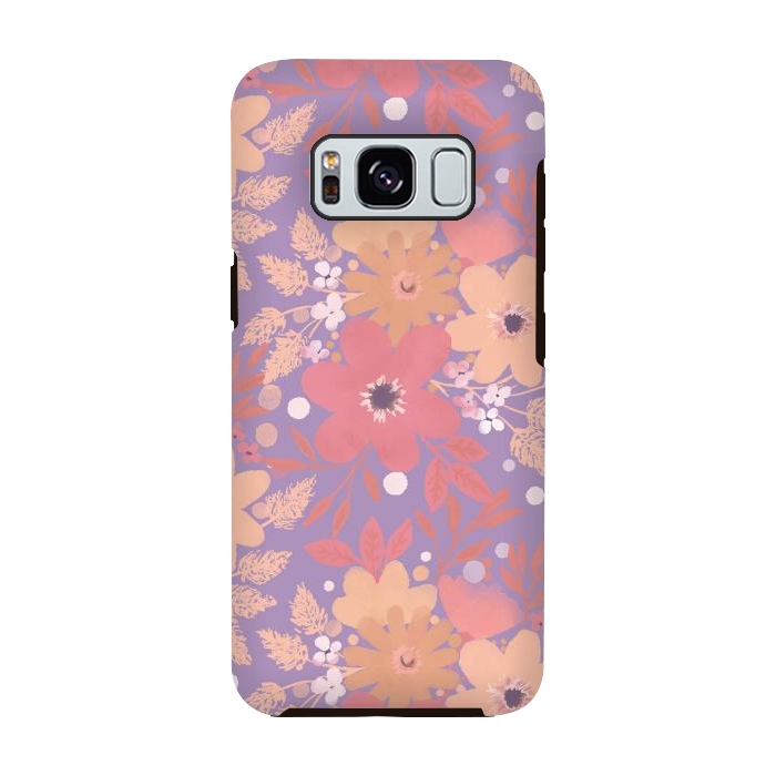 Galaxy S8 StrongFit Watercolor dotted wildflowers - pink purple by Oana 