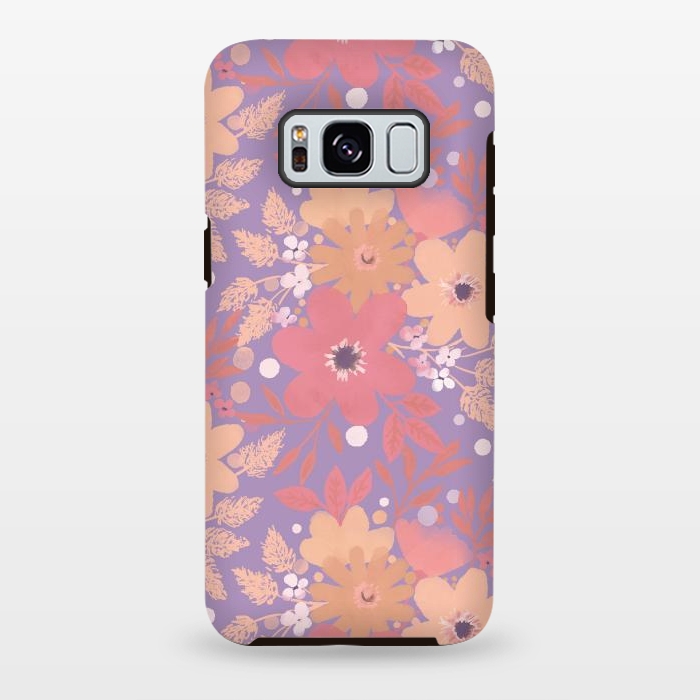 Galaxy S8 plus StrongFit Watercolor dotted wildflowers - pink purple by Oana 