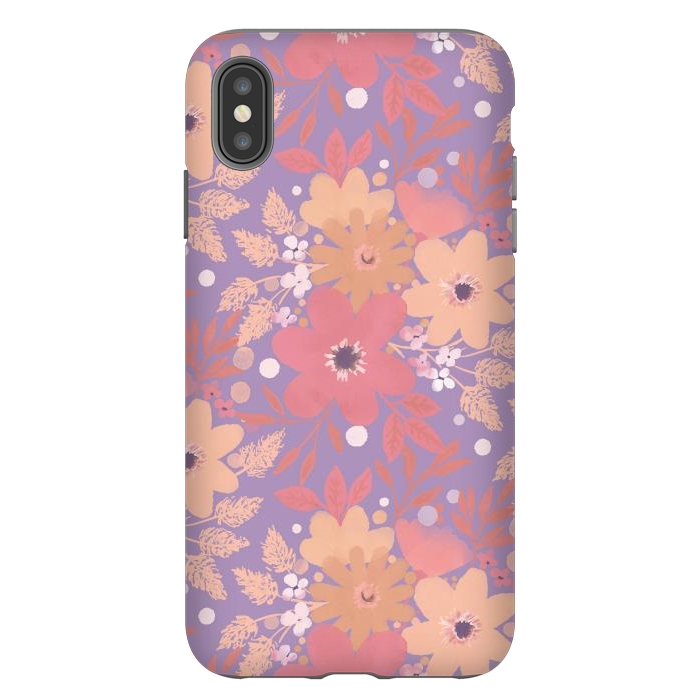 iPhone Xs Max StrongFit Watercolor dotted wildflowers - pink purple by Oana 