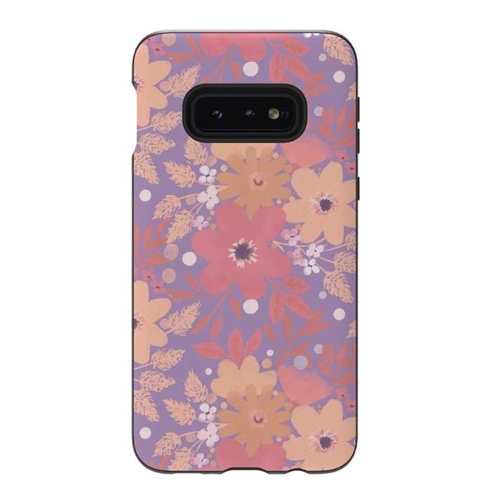 Galaxy S10e StrongFit Watercolor dotted wildflowers - pink purple by Oana 