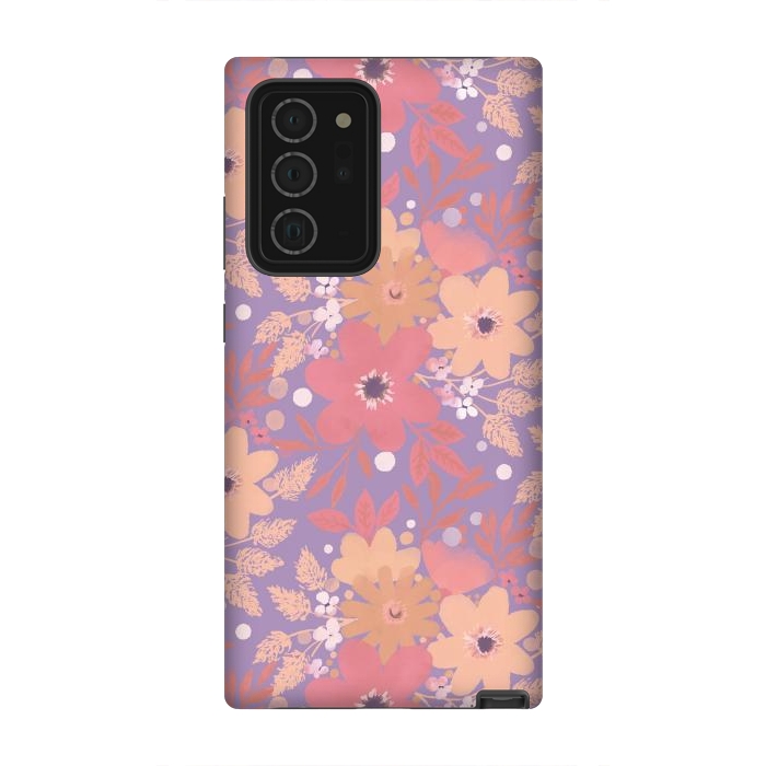 Galaxy Note 20 Ultra StrongFit Watercolor dotted wildflowers - pink purple by Oana 