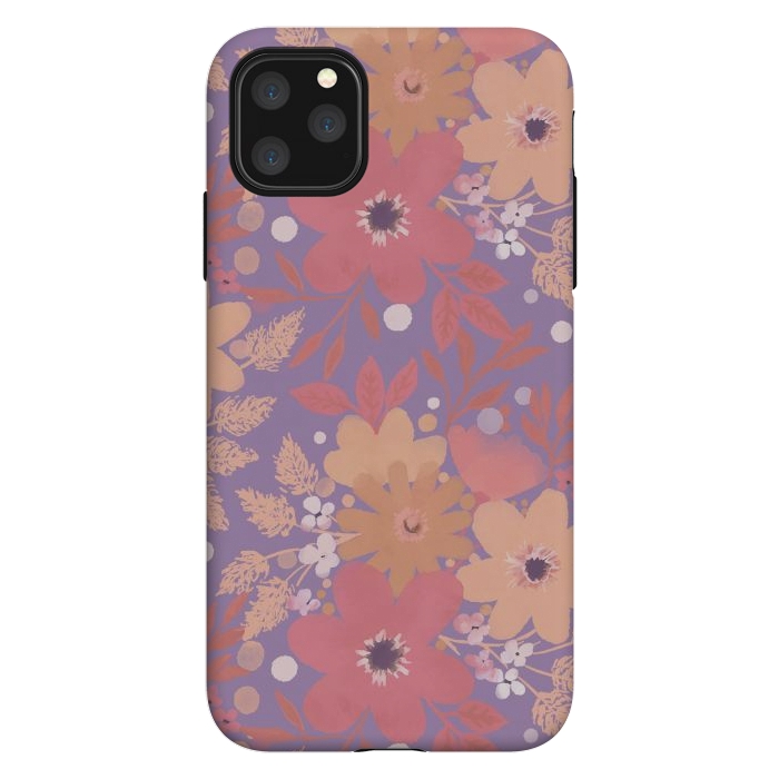 iPhone 11 Pro Max StrongFit Watercolor dotted wildflowers - pink purple by Oana 