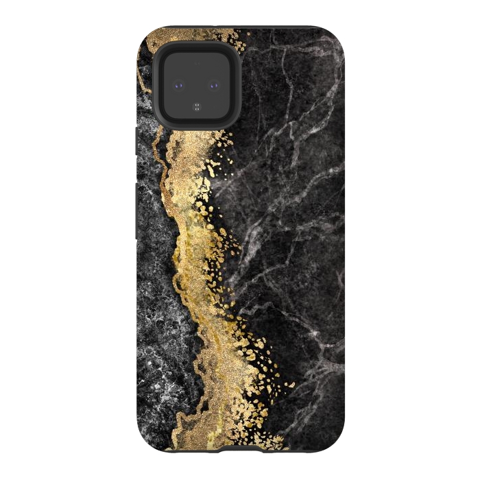 Pixel 4 StrongFit Abstract background creative marble texture and gold leaf by ArtsCase