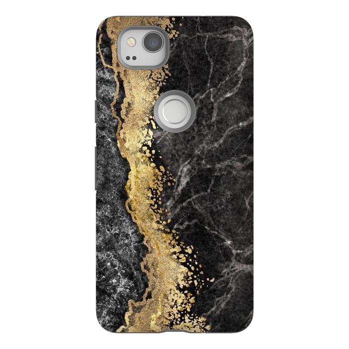 Pixel 2 StrongFit Abstract background creative marble texture and gold leaf by ArtsCase
