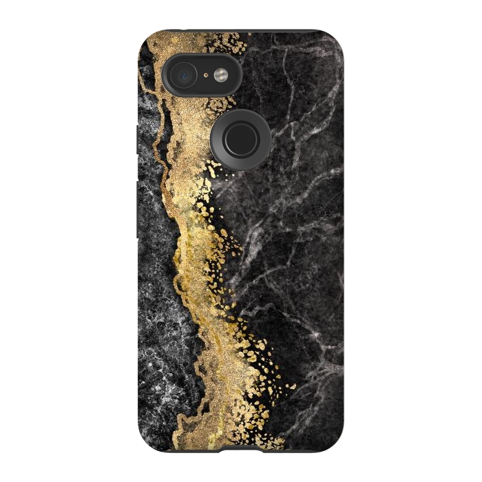 Pixel 3 StrongFit Abstract background creative marble texture and gold leaf by ArtsCase