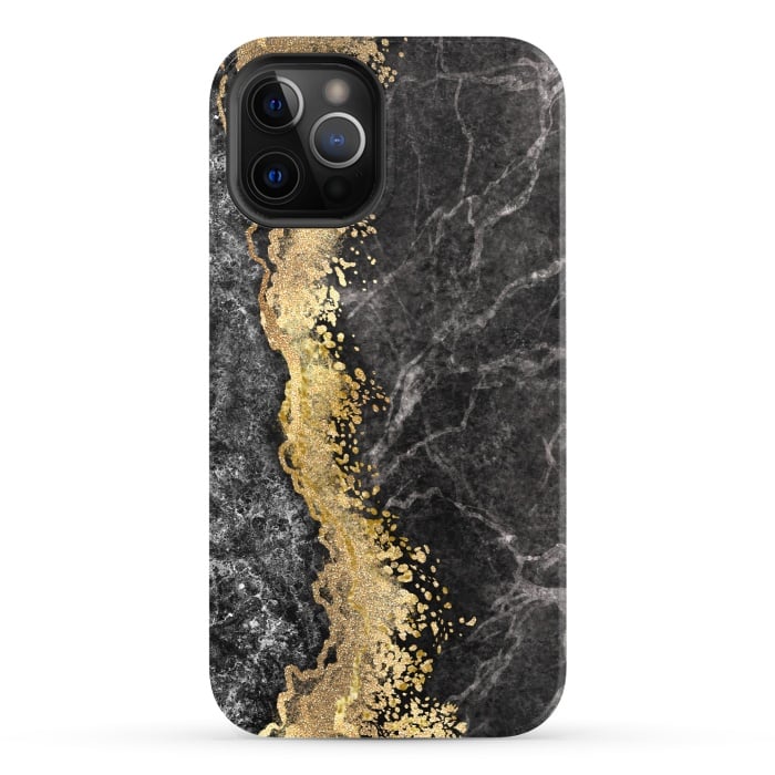 iPhone 12 Pro StrongFit Abstract background creative marble texture and gold leaf by ArtsCase