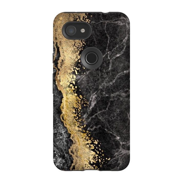 Pixel 3A StrongFit Abstract background creative marble texture and gold leaf by ArtsCase