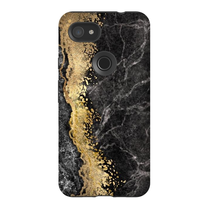 Pixel 3AXL StrongFit Abstract background creative marble texture and gold leaf by ArtsCase