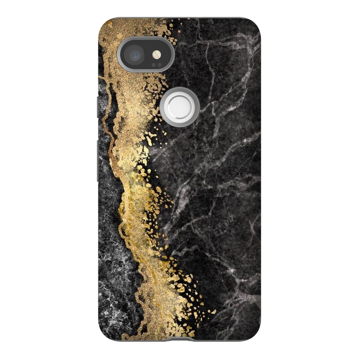 Pixel 2XL StrongFit Abstract background creative marble texture and gold leaf by ArtsCase
