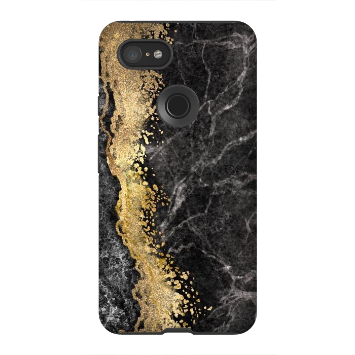 Pixel 3XL StrongFit Abstract background creative marble texture and gold leaf by ArtsCase