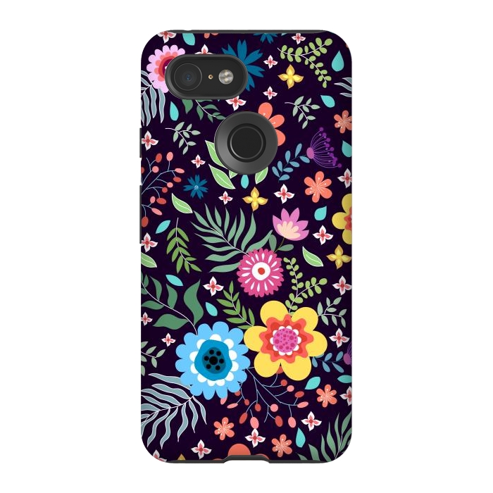 Pixel 3 StrongFit Colourful Flowers by ArtsCase