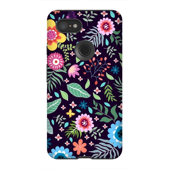 Pixel 3XL StrongFit Colourful Flowers by ArtsCase