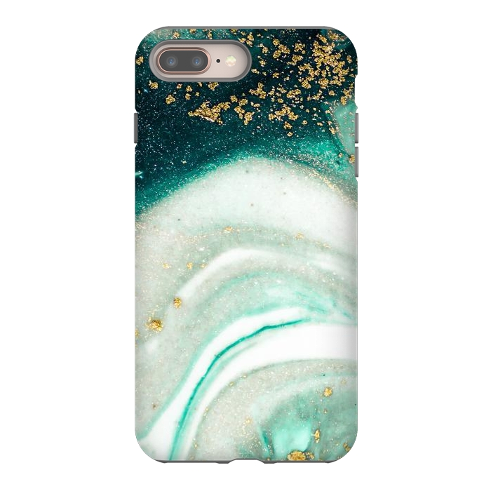 iPhone 7 plus StrongFit Green Marble Swirls and Agate Ripples by ArtsCase