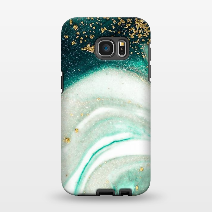 Galaxy S7 EDGE StrongFit Green Marble Swirls and Agate Ripples by ArtsCase