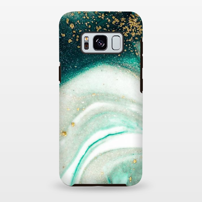 Galaxy S8 plus StrongFit Green Marble Swirls and Agate Ripples by ArtsCase