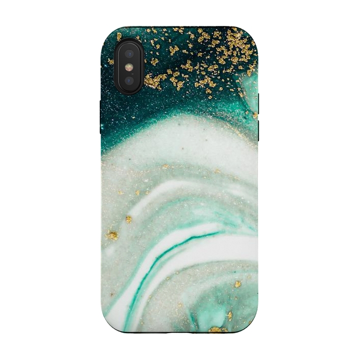 iPhone Xs / X StrongFit Green Marble Swirls and Agate Ripples by ArtsCase