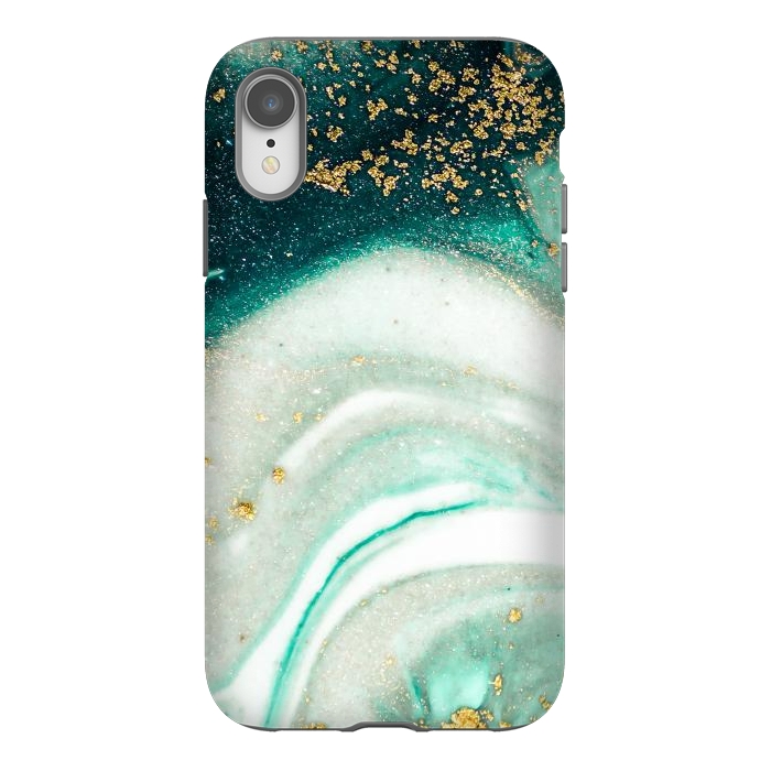 iPhone Xr StrongFit Green Marble Swirls and Agate Ripples by ArtsCase