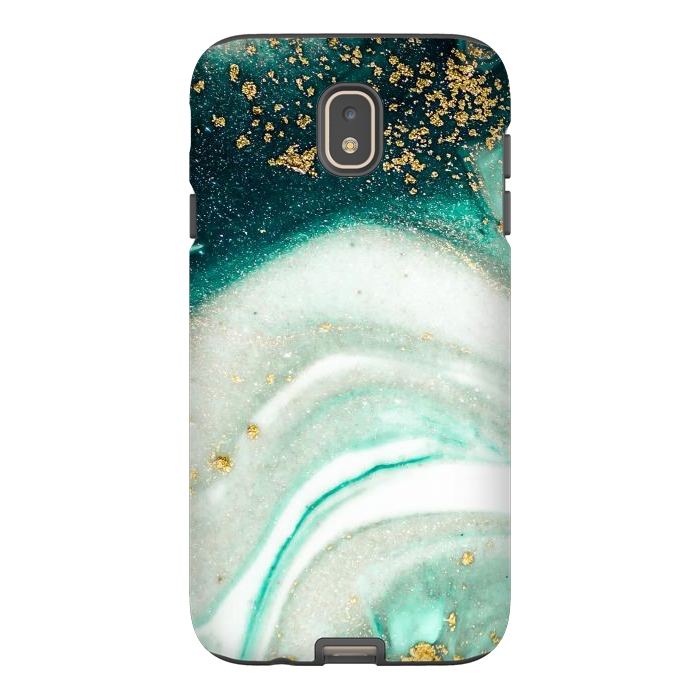 Galaxy J7 StrongFit Green Marble Swirls and Agate Ripples by ArtsCase