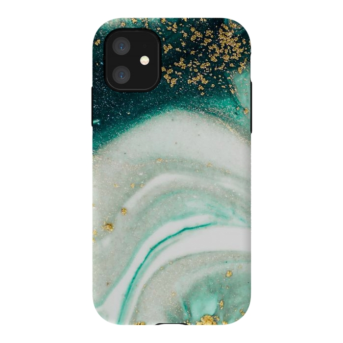 iPhone 11 StrongFit Green Marble Swirls and Agate Ripples by ArtsCase
