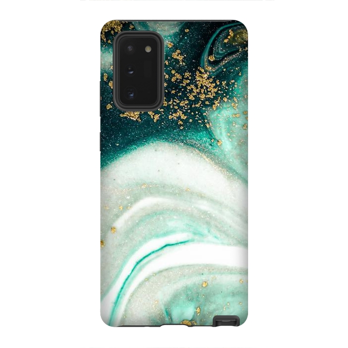 Galaxy Note 20 StrongFit Green Marble Swirls and Agate Ripples by ArtsCase