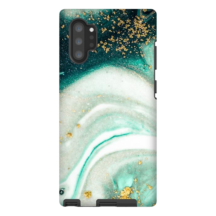 Galaxy Note 10 plus StrongFit Green Marble Swirls and Agate Ripples by ArtsCase
