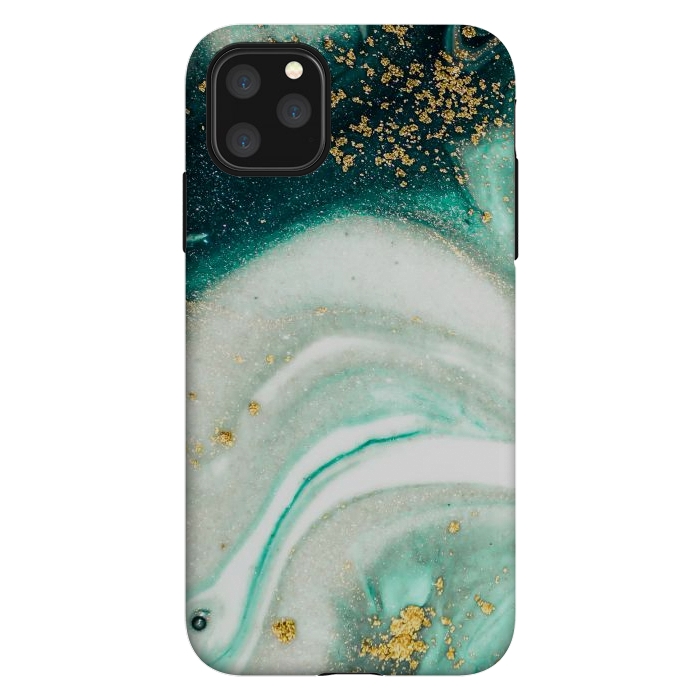 iPhone 11 Pro Max StrongFit Green Marble Swirls and Agate Ripples by ArtsCase
