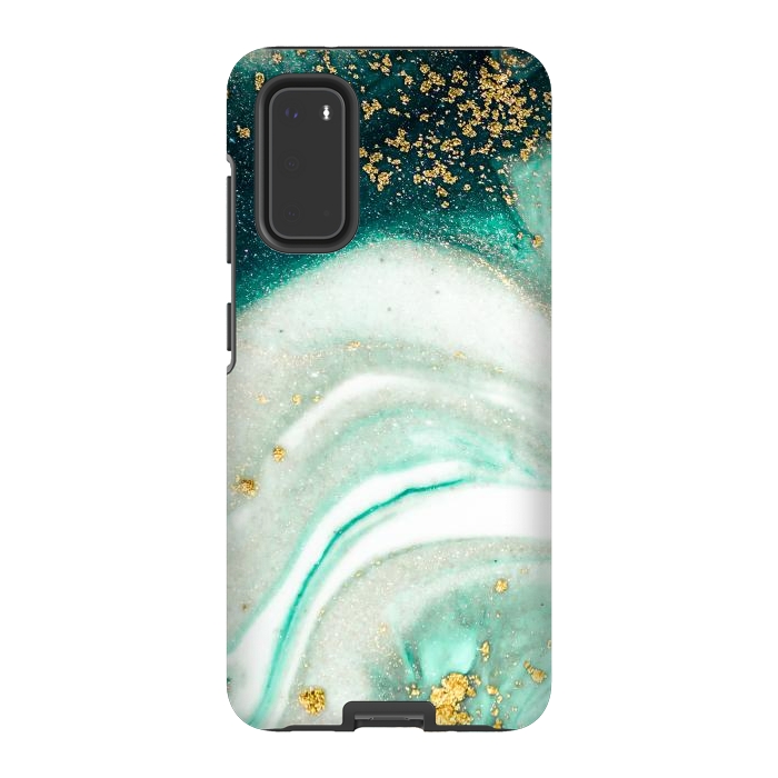 Galaxy S20 StrongFit Green Marble Swirls and Agate Ripples by ArtsCase