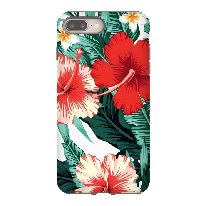 iPhone 7 plus StrongFit Exotic Green Tropical Palm fern Leaves by ArtsCase